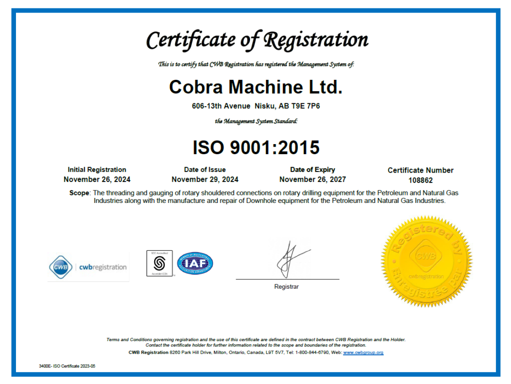 Cobra Machine quality standards